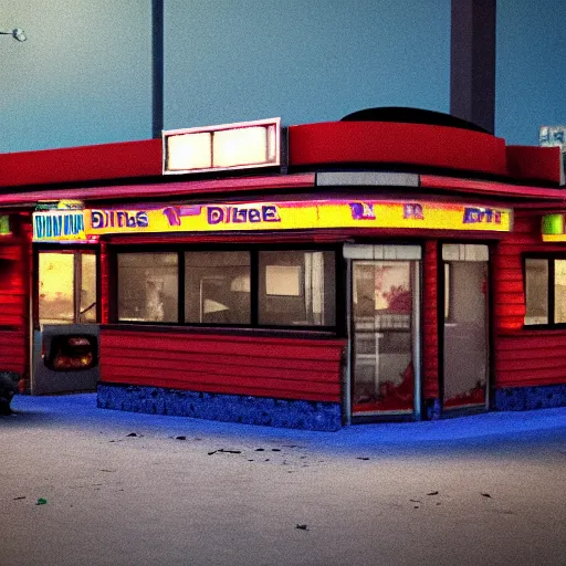 Prompt: 1990's diner full of zombies, 8k, octane render