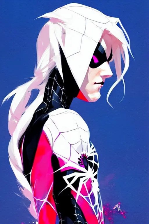 Prompt: a ultradetailed beautiful painting of a stylish spidergwen, by conrad roset, greg rutkowski and makoto shinkai trending on artstation