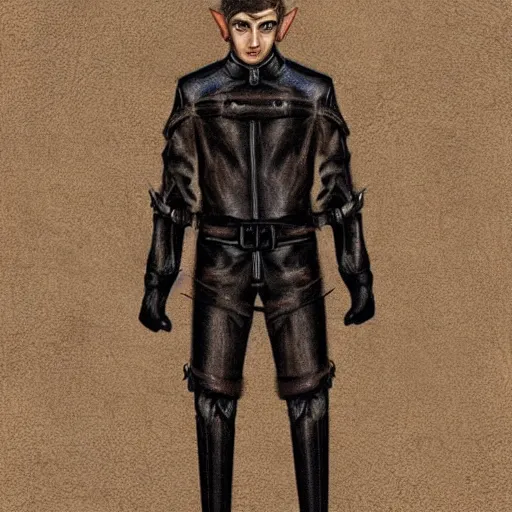 Prompt: tall elf in leather clothing, digital art