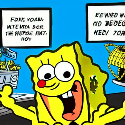 Image similar to spongebob investing in bitcoin