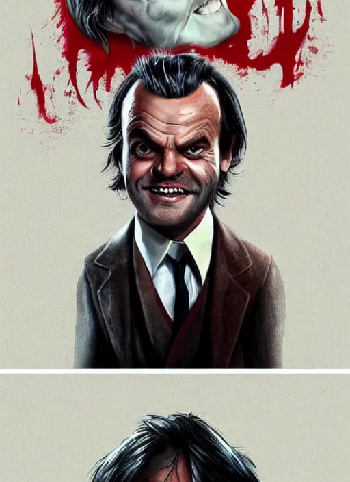 Image similar to young jack nicholson as jack torrance from the shining ( 1 9 8 0 ) portrait illustrated by rossdraws, vivid colors, soft lighting, digital artwork 4 k, best of artstation