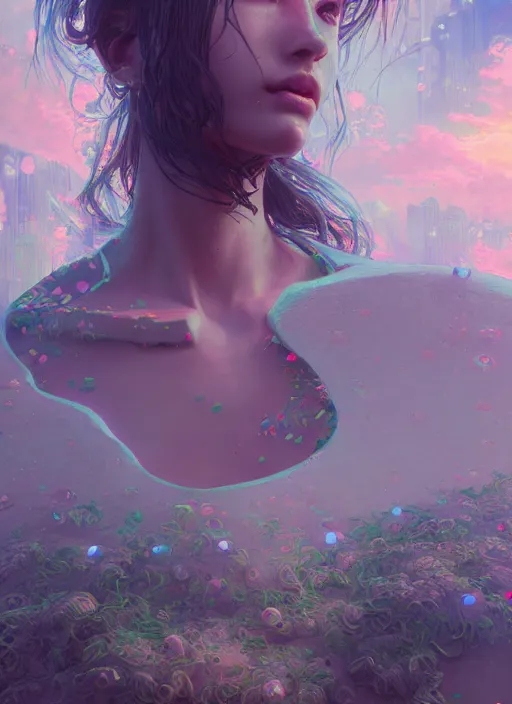 Image similar to stoic, vaporwave, aesthetic, naturel, hyper detailed, digital art, trending in artstation, cinematic lighting, studio quality, smooth render, unreal engine 5 rendered, octane rendered, art style by klimt and nixeu and ian sprigger and wlop and krenz cushart