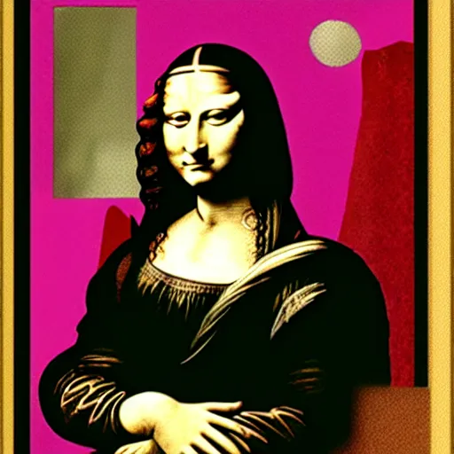 Image similar to monalisa made with internet photos, collage, constructivist artwork, internet collage