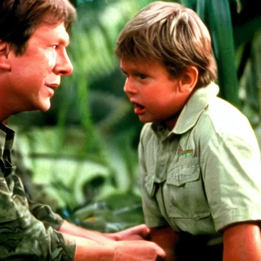 Image similar to Jurrasic Park (1990) starring Steve Irwin the Crocodile Hunter