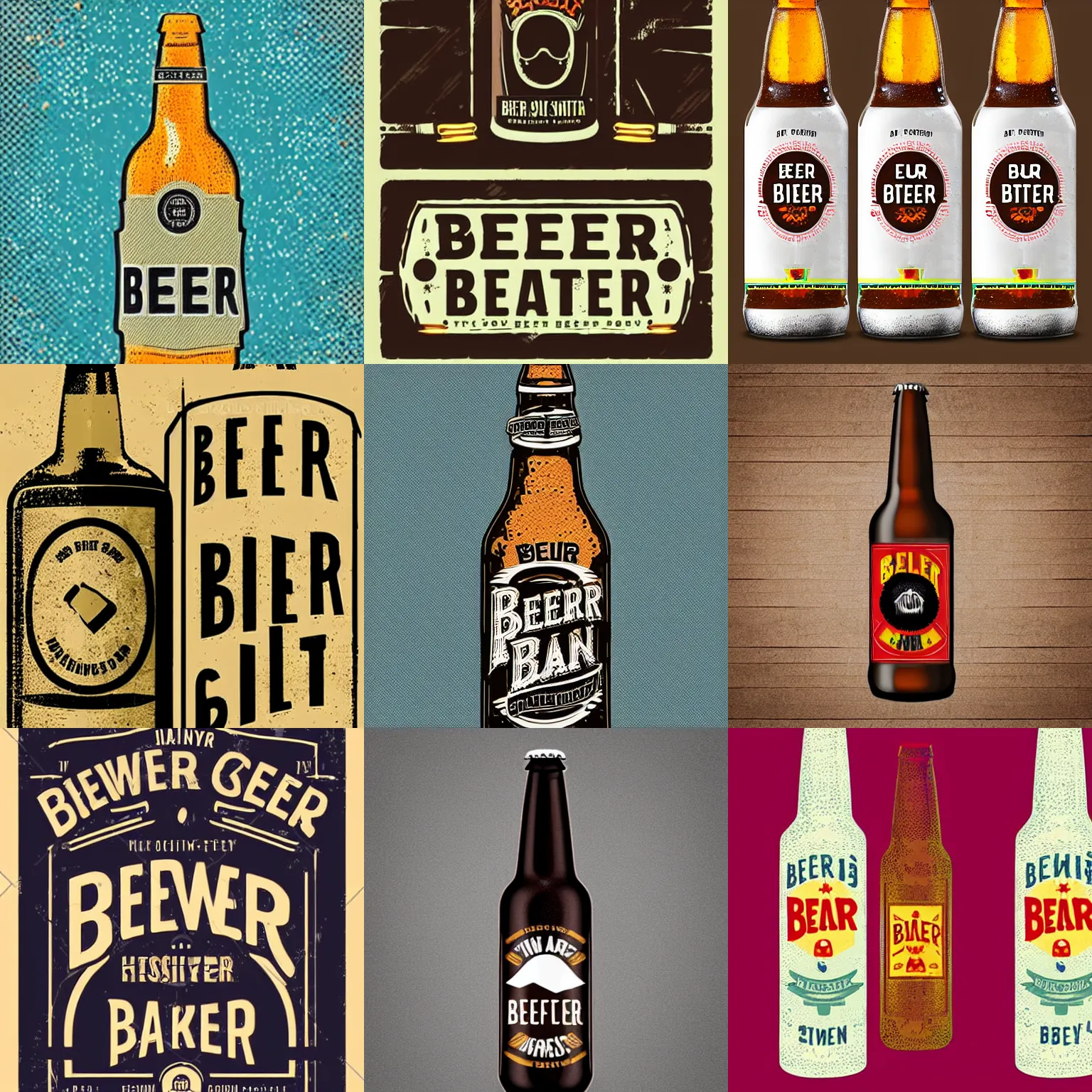 Prompt: beer bottle label hipster graphic design