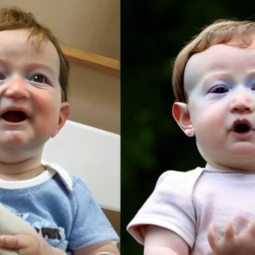 Prompt: a baby that looks exactly like Mark Zuckerberg