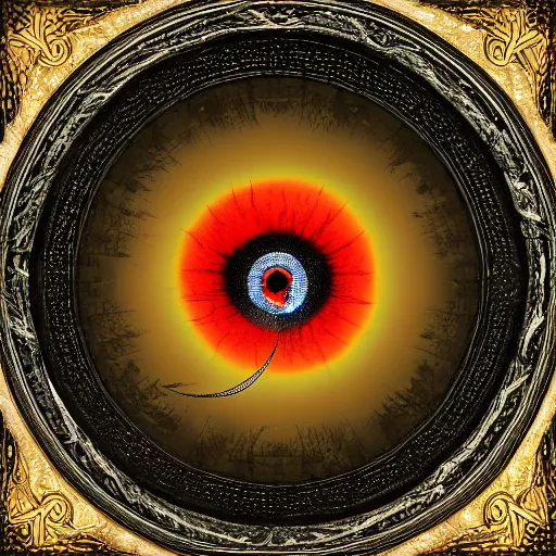 Image similar to sauron's eye of the rose, digital art, detailed