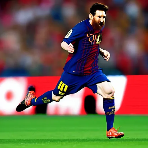 Image similar to lionel messi running like the flash harnessing the speed force