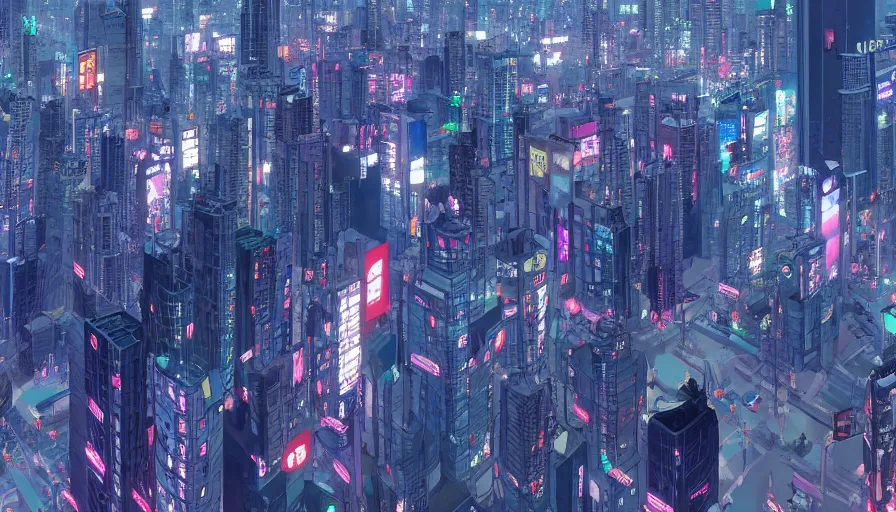 Prompt: a close up of shinjuku by makoto shinkai, beeple and james jean, aya takano color style, 4 k, super detailed, modern, 4 k, symmetrical