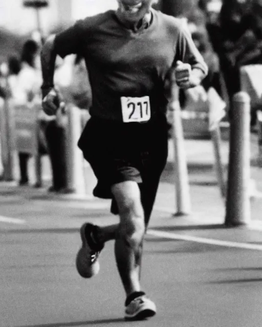 Image similar to film still close - up shot of joe biden running a marathon. photographic, photography