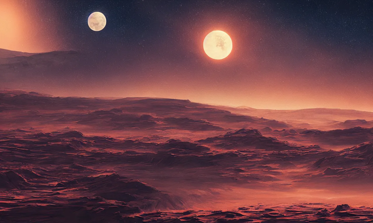 Image similar to mars and moon ground by alena aenami artworks in 4 k