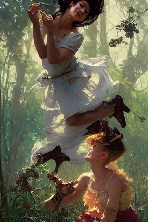 Image similar to 🧚🏿‍♀️::3, by Stanley Artgerm Lau, greg rutkowski, thomas kindkade, alphonse mucha, loish, norman Rockwell,