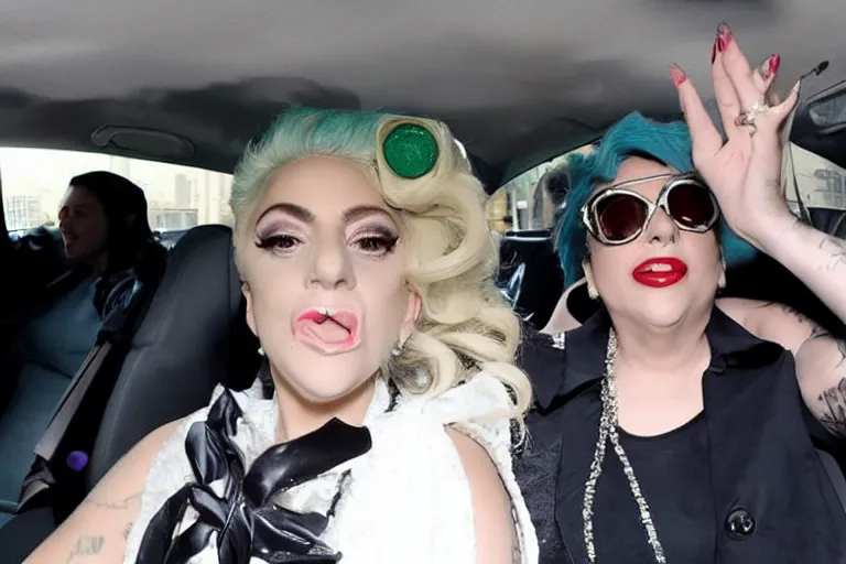 Image similar to lady gaga and judy garland carpool karaoke