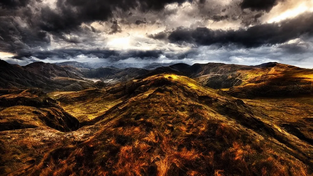 Image similar to amazing landscape photo, beautiful dramatic lighting