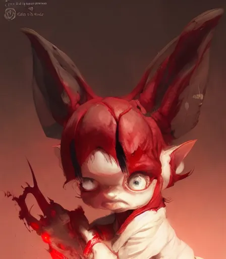 Image similar to Concept art of an adorable blood gremlin, by Stanley Artgerm Lau, WLOP, Rossdraws, James Jean, Andrei Riabovitchev, Marc Simonetti, and Greg Rutkowski, trending on artstation