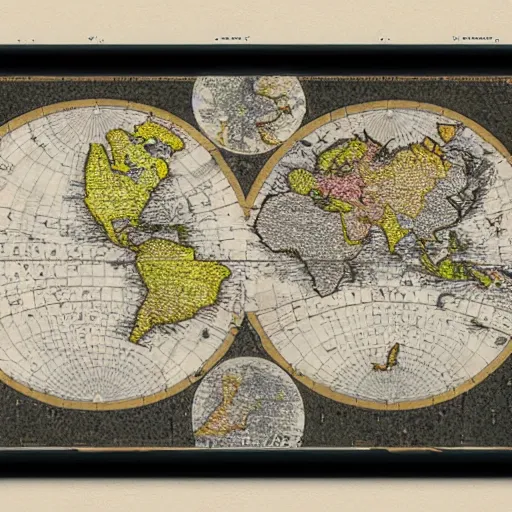 Image similar to cartography map art, flat earth, highly detailed, vintage typography