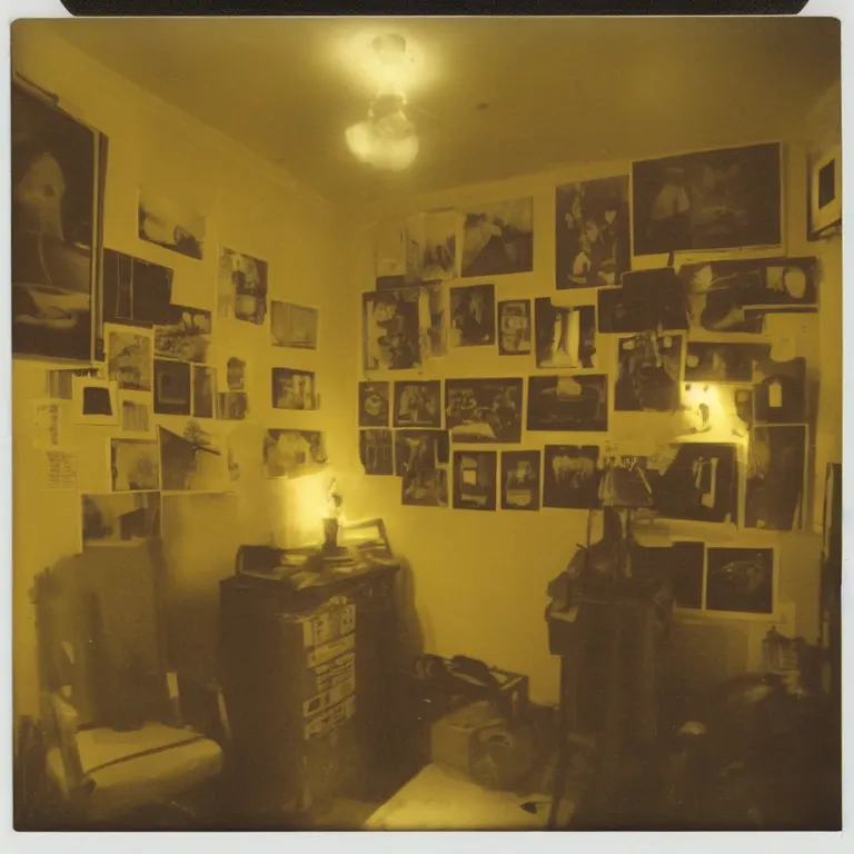 Image similar to atmospheric polaroid photo of the backrooms, yellow lighting