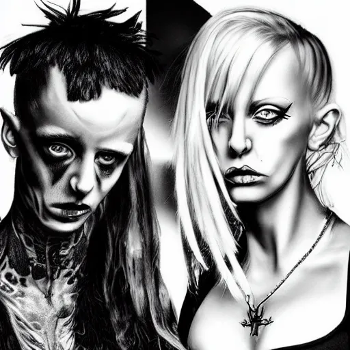 Image similar to black and white zeff art style die antwoord photo realistic