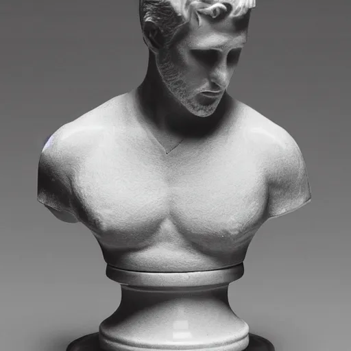 Image similar to ryan gosling marble bust