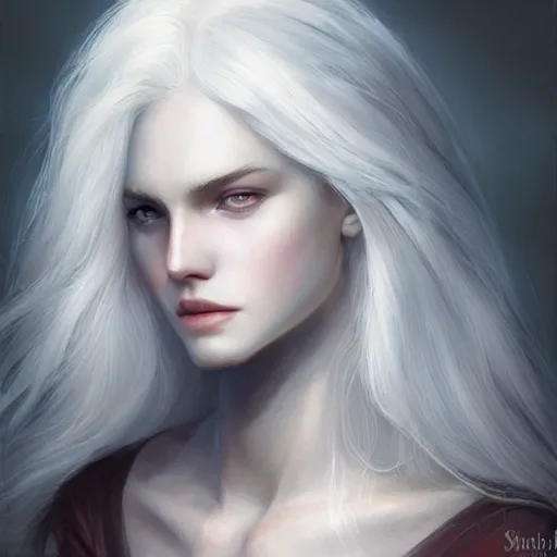 Image similar to god, young, white hair, long hair, intricate, ethereal, highly detailed, sharp focus, artstation, digital painting, by stanley lau and artgerm