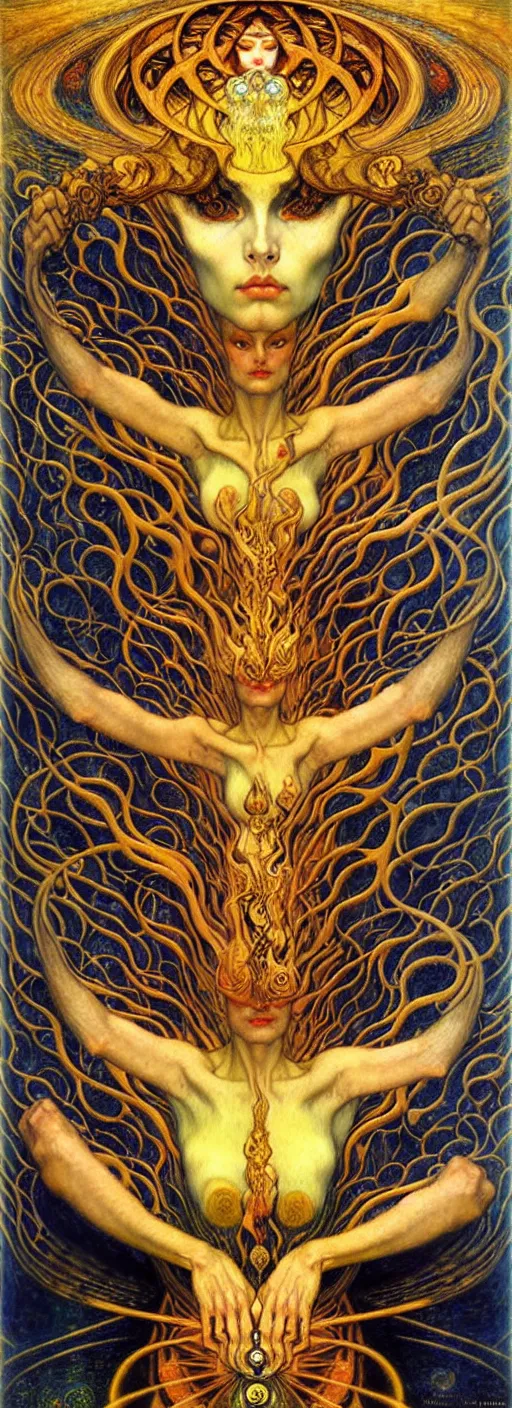 Image similar to Divine Chaos Engine by Karol Bak, Jean Delville, William Blake, Gustav Klimt, and Vincent Van Gogh, symbolist, visionary