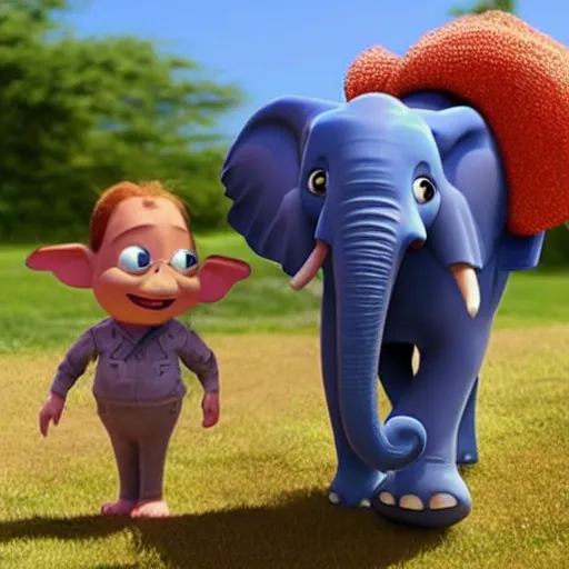 Prompt: an elephant as a pixar character