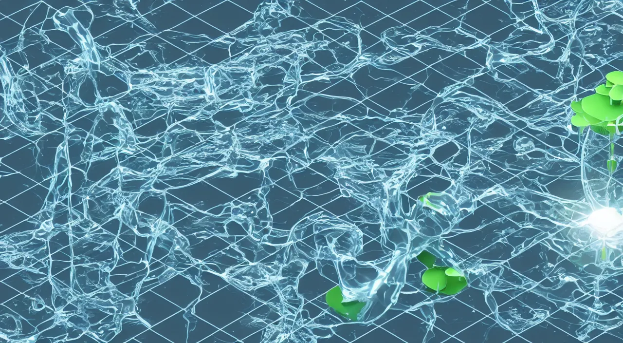 Prompt: a blockchain made from water, 3 d render, vortex, streams, liquid interface, infographic, diagram,