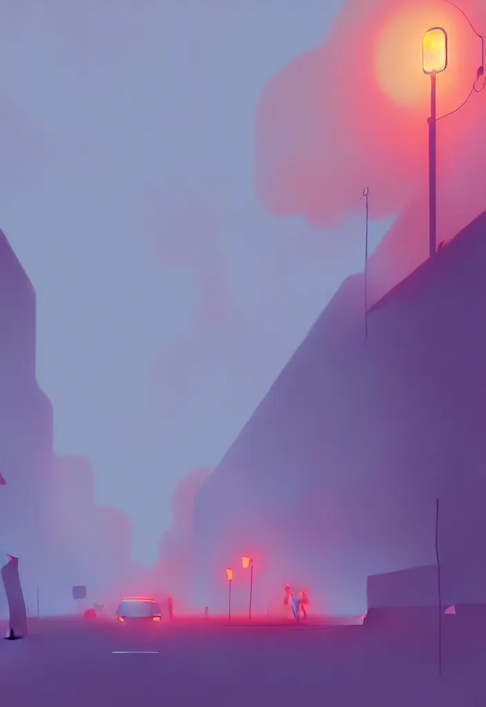 Image similar to by moebius and atey ghailan | a neon graveyard, mist, fog |