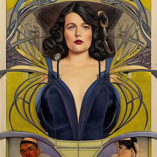 Image similar to an art nouveau, ( streamline moderne ), multi - ethnic and multi - racial portrait in the style of donato giancola and charles dulac and anna dittmann. very large, clear, expressive, and intelligent eyes. symmetrical, centered, ultrasharp focus, dramatic lighting, photorealistic digital matte painting, intricate ultra detailed background.