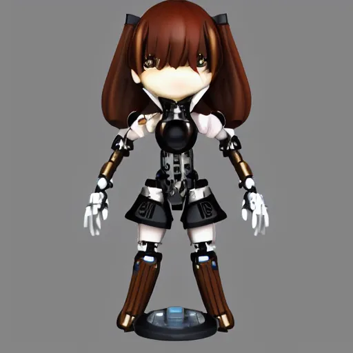 Prompt: cute chibi pvc figure of a robot girl, steampunk knight armor, energetic, anime, vray