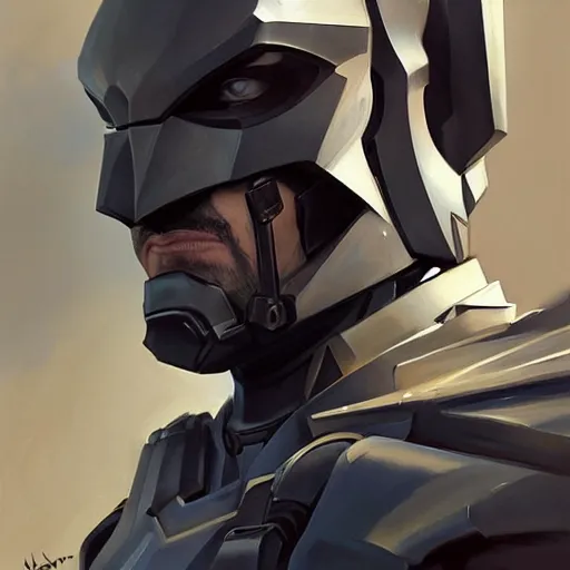 Image similar to greg manchess portrait painting of fully armored bruce wayne aka batman as overwatch character, medium shot, asymmetrical, profile picture, organic painting, sunny day, matte painting, bold shapes, hard edges, street art, trending on artstation, by huang guangjian and gil elvgren and sachin teng