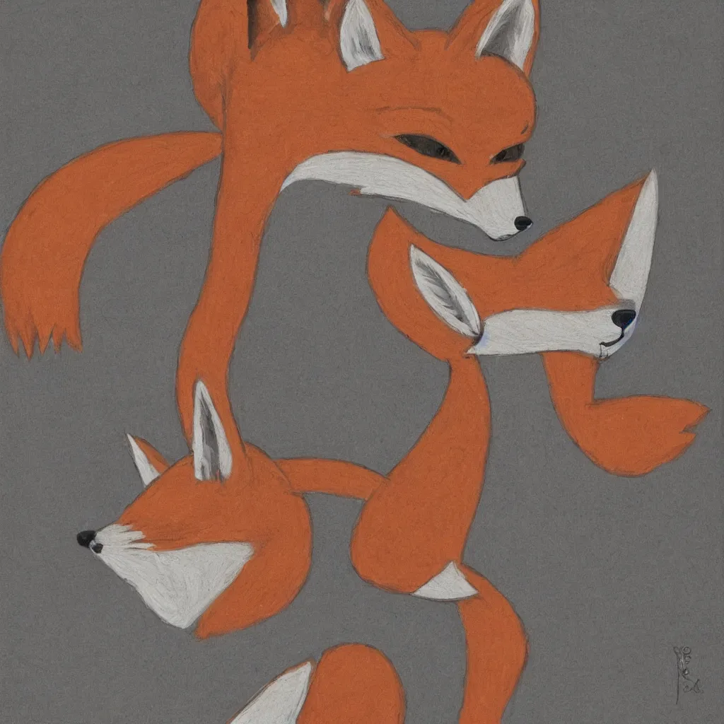 Prompt: an anthropomorphic fox wearing a hoodie, studio ghibl