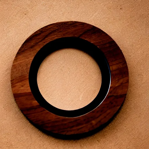 Image similar to camera lens aperture blades made of walnut wood. minimal. dramatic lighting.