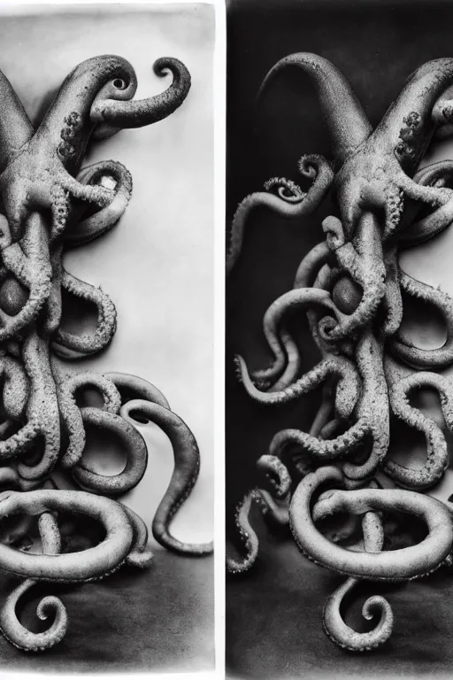 Image similar to a wet plate photo of an anthropomorphic octopus as pope