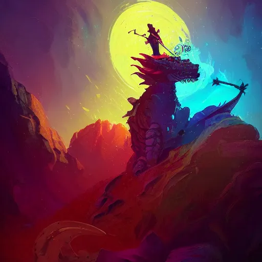 Image similar to a hero slaying a dragon, high fantasy, magical, mythical, digital art, trending on artstation, by alena aenami, by petros afshar, by anton fadeev, by anato finnstark