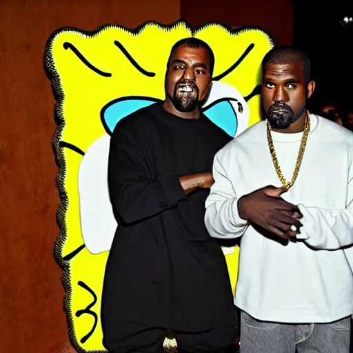 Prompt: Kanye West meeting his idol, Spongebob Squarepants