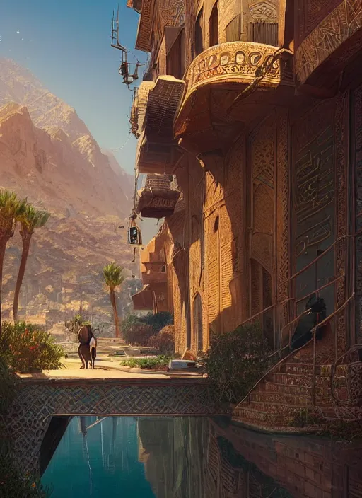 Image similar to highly detailed iran in gta v, stephen bliss, unreal engine, fantasy art by greg rutkowski, loish, rhads, ferdinand knab, makoto shinkai and lois van baarle, ilya kuvshinov, rossdraws, tom bagshaw, global illumination, radiant light, detailed and intricate environment