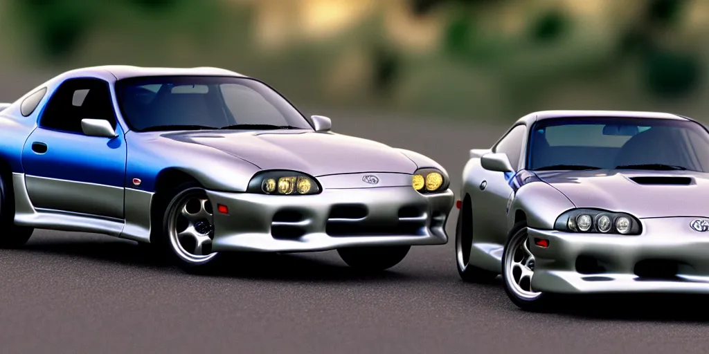 Prompt: The Fast and the Furious, 2001, Toyota Supra, 1994, 1995, 1996, 1997, 1998, Hot Wheels, cinematic, 8k, depth of field, bokeh. brian spilner, paul walker, vibrant accents