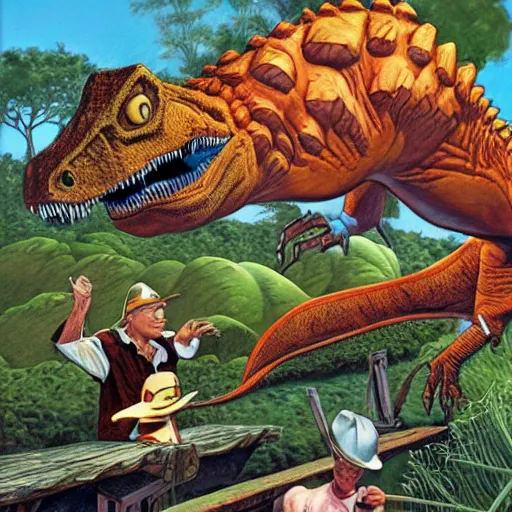 Image similar to dinosaur train, Joe Jusko, Alan Lee, George Costanza