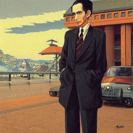 Image similar to anime joseph goebbels by hasui kawase by richard schmid