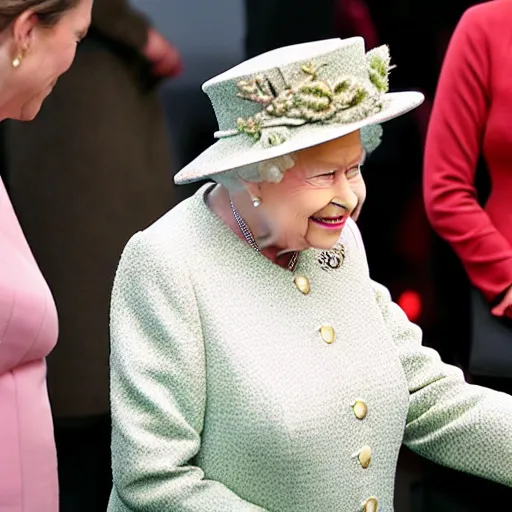 Image similar to queen elizabeth ii meets a reptilian