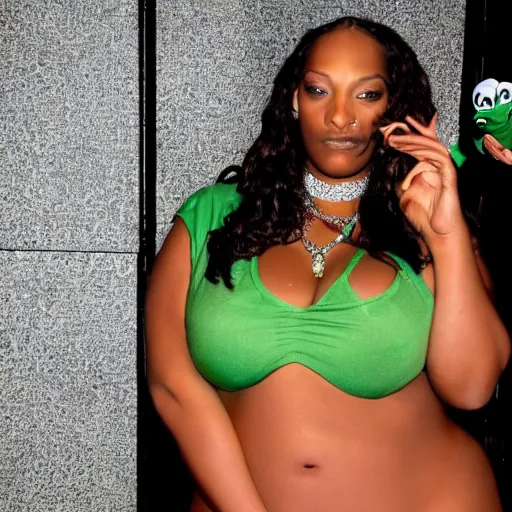 Image similar to Curvy Female body. Snoop Dogg. FROG.