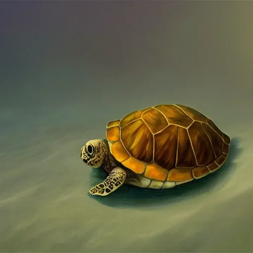 Image similar to soulful long shot of a very cute furry turtle baby sleepin in a sea shell, by esao andrews, by james jean, very humorous illustration, big depth of field, perspective perception, volumetric light, warm cosy colors, night scenery, low light, unreal engine 5, 8 k, conceptart, hyperdetailed, hyperrealistic, trending on artstation