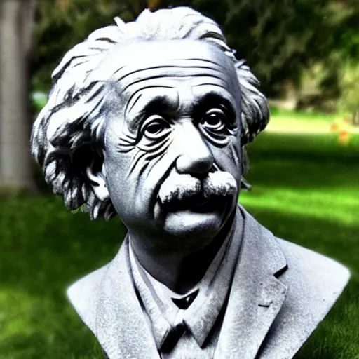 Prompt: Albert Einstein bust made of scrap metal