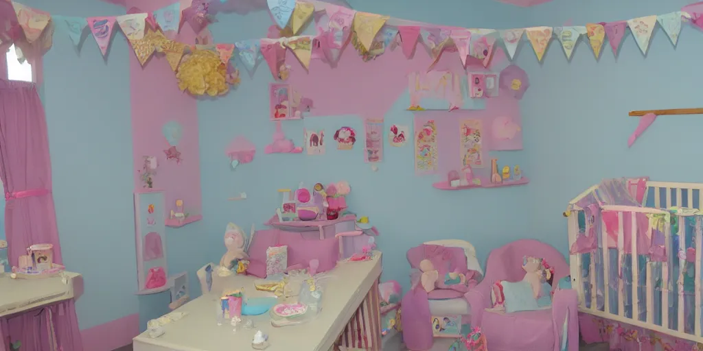 Prompt: kawaii baby room