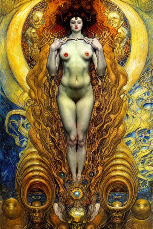 Image similar to Divine Chaos Engine by Karol Bak, Jean Delville, William Blake, Gustav Klimt, and Vincent Van Gogh, symbolist, visionary