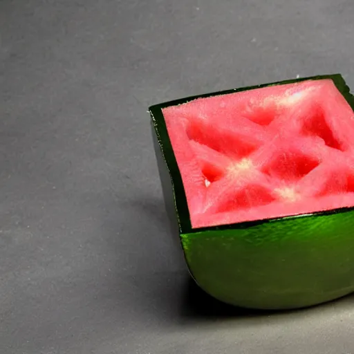 Prompt: a metallic tool to make square water melon cubes without seeds