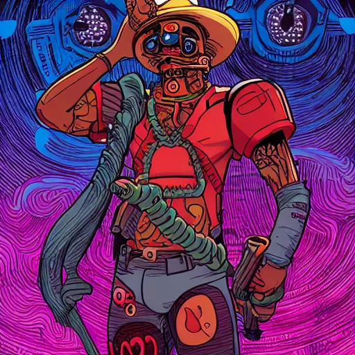 Prompt: Jibaro from Love Death + Robots, by josan gonzales and Dan Mumford and