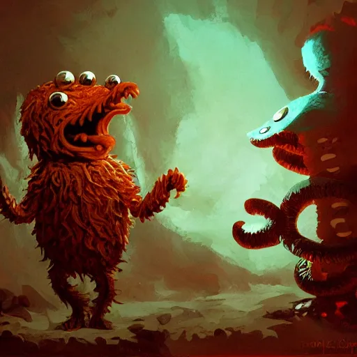 Image similar to a eldritch god as cookie monster, lovecraftian, evil, craig mullins