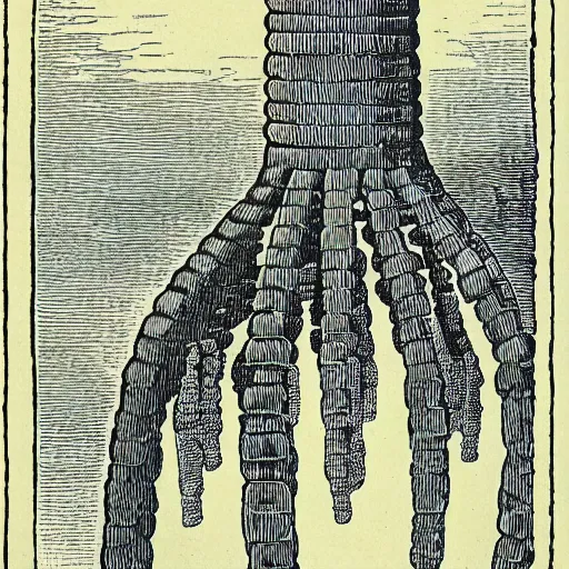 Prompt: beautiful woodcut illustration, scientifically accurate color plate from the book “ various bacteriophages ” published in 1 8 6 2 by gustave dore